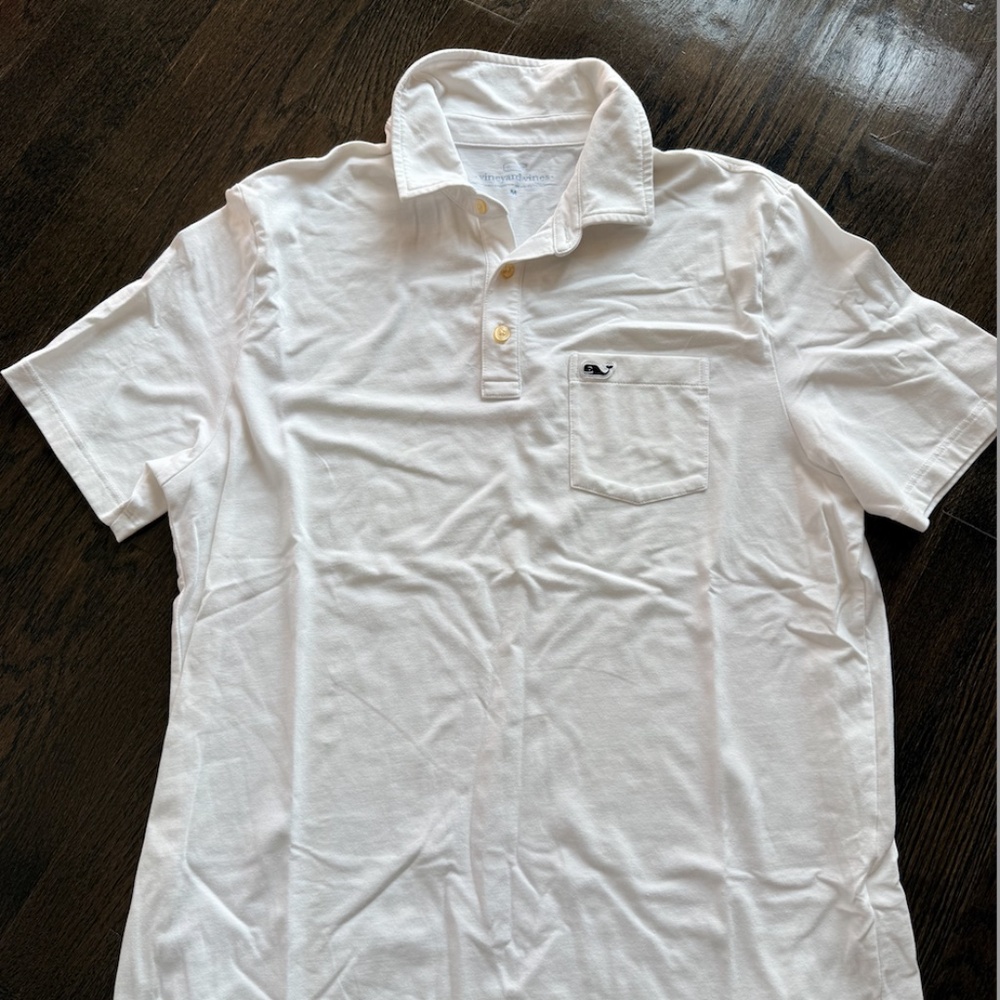 mens vineyard vines edgartown jersey knit polo- white-M
